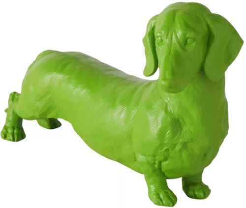 Boltze Home decoratief teckel beeld groene polyresin 38x24cm hond