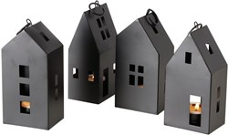 Boltze Home lantaarn huisje metaal zwart 17cm sfeervolle decoratie