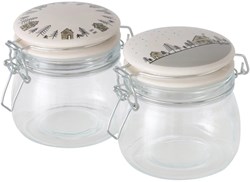 Boltze Home bocal de rangement verre Homewood 450 ml avec couvercle en céramique