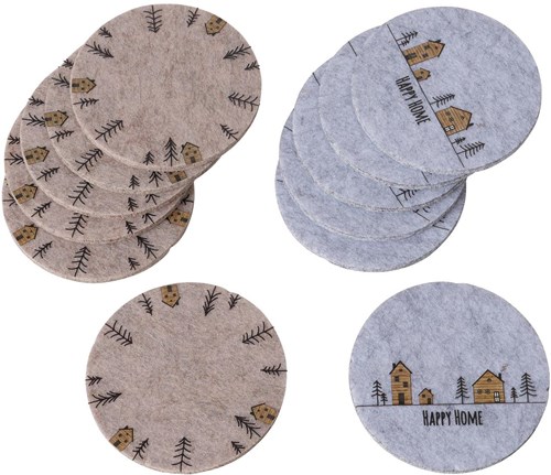 Boltze Home set de dessous de verre feutre Noël maisons arbres 6 pièces marron