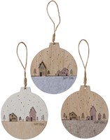Boltze Home boule de Noël suspendue maisons bois feutre 13cm décoration