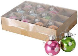 Boltze Home boule de Noël verre mini set 12 pièces décor à pois