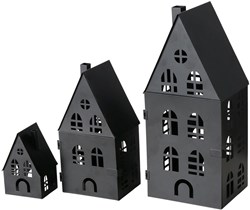 Boltze Home ensemble de lanternes maison métal noir 3 pièces décoratif