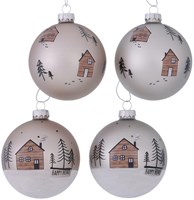 Boltze Home boule de Noël verre maisons décoration sapin 8 cm