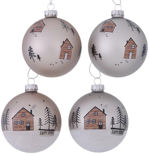 Boltze Home boule de Noël verre maisons décoration sapin 8 cm