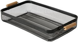 Boltze Home plateau métal bois noir 51x27x8cm rangement élégant
