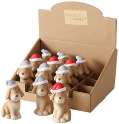 Boltze Home chien de Noël décoration céramique marron figurine 7 cm