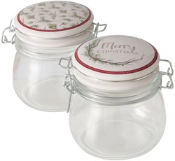 Boltze Home bocal en verre motif de Noël 450 ml - pot de Noël décoratif