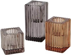 Boltze Home kandelaar glas set 3-delig decoratief modern grijs