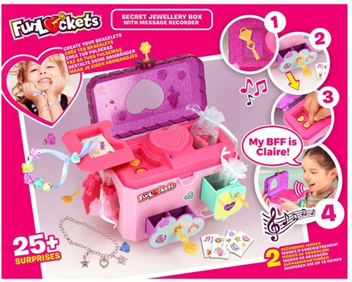 Jumbo boîte à bijoux FunLockets avec enregistreur de messages secrets jouet-3
