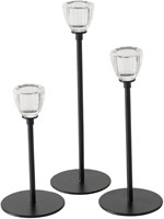 Boltze Home kandelaar set zwart metaal en glas 3-delig Ø7cm