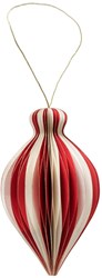 Boltze Home boule de Noël ovale papier rouge blanc décoration sapin
