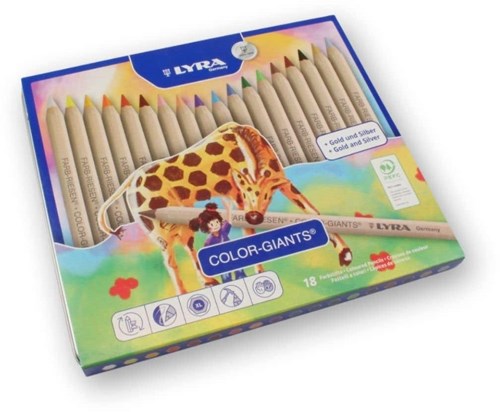 Lyra kleurpotloden set kleurreuzen ongelakt 18 kleuren in blik