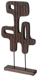 Boltze Home decoratief beeld mangohout abstract modern 51cm bruin