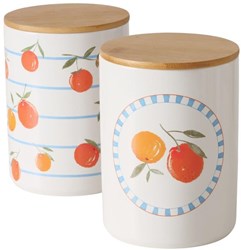 Boltze Home bocal de rangement céramique orange blanc cuisine