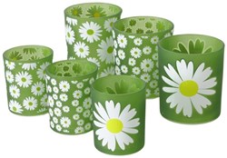 Boltze Home windlicht set glas groen decoratief 2-delig sfeerlicht