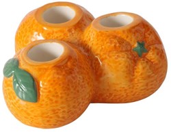 Boltze Home bougeoir porcelaine orange décoration fruit 3 bougies