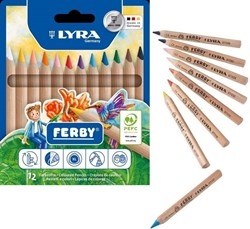 Lyra crayons de couleur Ferby non vernis 12 couleurs triangulaires enfant
