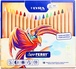 Lyra crayons de couleur Super Ferby non vernis 18 couleurs en boîte métal