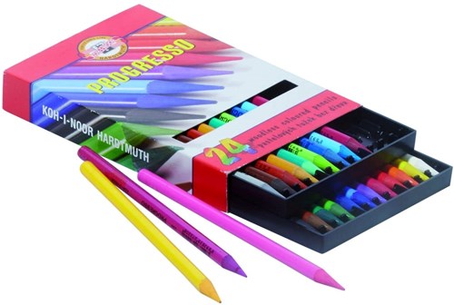 Koh-i-noor kleurpotloden Progresso houtvrij - 24 kleuren set
