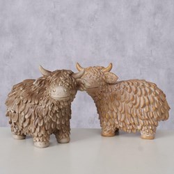 Boltze Home decoratie Schotse Hooglander beeld kunststof 18x9x13cm bruin