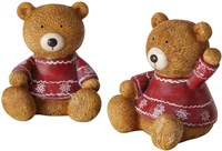 Boltze Home decoratie beer kerst polyresin Ø10xH11cm rood