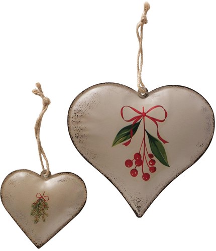 Boltze Home decoratie hanger hart set van 2 vintage kerst