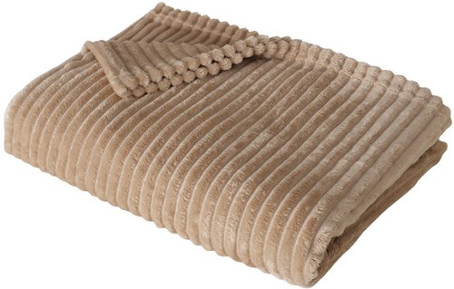 Boltze Home woondeken beige ribfluweel 180x130cm luxe plaid