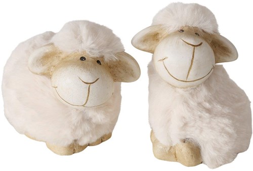Boltze Home decoratie figuur schaap terracotta multicolor 10x7x10cm