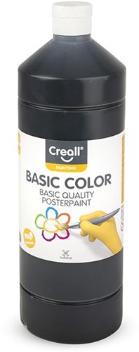 Creall gouache noire 1 litre - peinture scolaire pour enfants et adultes