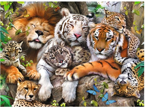 Ravensburger puzzle animaux XXL 200 pièces - Schmusende Raubkatzen-2