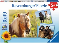 Ravensburger puzzel Schattige ponys - Drie puzzels - 49 stukjes - kinderpuzzel