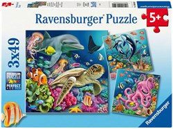 Ravensburger puzzel onderwaterwereld - kinderpuzzel 3x49 stukjes karton