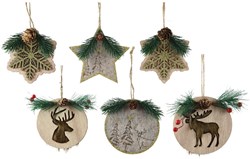 Decoris houten kersthanger kerstdecoratie 8x1x8cm rustiek