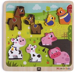 EurekaKids houten vormenpuzzel boerderijdieren - educatief speelgoed