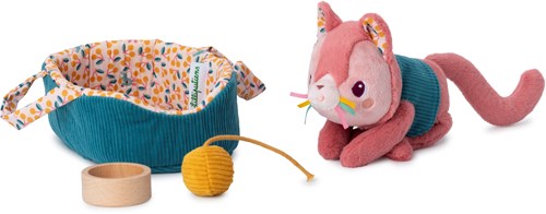 Lilliputiens kat knuffel Jeanne met mandje - interactief speelgoed-2
