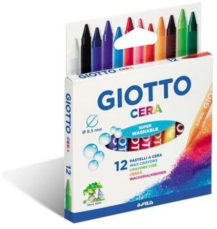 Giotto crayons de cire - 12 couleurs - lavables et adaptés aux enfants