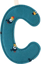 Lilliputiens décoration lettre C peluche bleu-vert alphabet chambre enfant