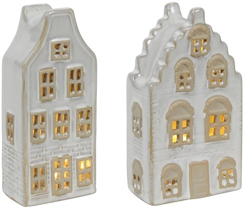 Svenska Living LED grachthuis speelgoed decoratie H15cm wit