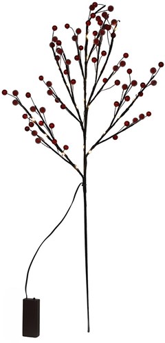 Svenska Living branche artificielle frosted berry 20LED décoration 75cm rouge