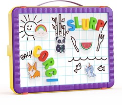 Quercetti magneetbord educatief speelgoed met letters en opbergkoffer