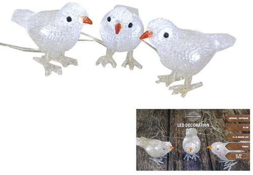 Svenska Living LED vogels acryl 15cm set van 3 warm wit buitenverlichting