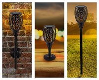 Svenska Living lampe de jardin LED solaire torche effet flamme 78cm noir