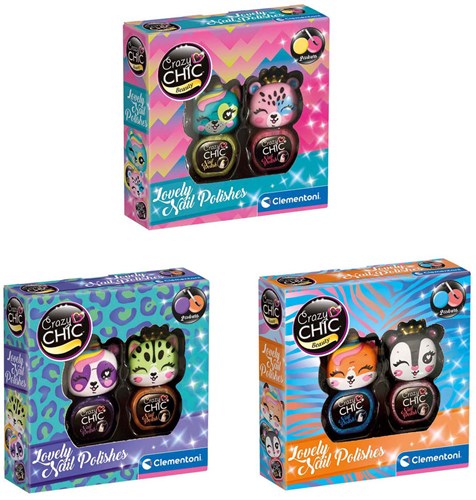 Clementoni nagellak speelgoedset Crazy Chic dieren, 2 kleuren, veilig