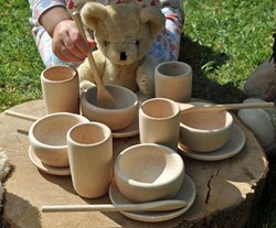 Cosy houten theeset teddybeer 16-delig speelgoed duurzaam rollenspel