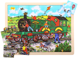 BigJigs puzzle en bois train - 24 pièces - jouet éducatif