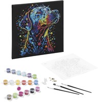 Creative Craft Group peinture par numéros chien toile noire 30x30cm set-2