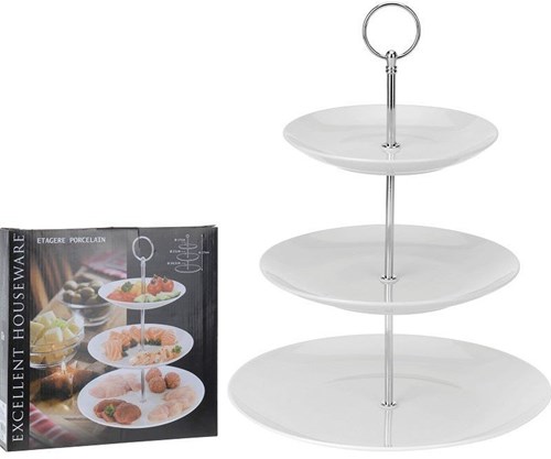 Koopman etagere porselein 3-laags wit serveerschaal-2