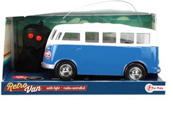 Toi-Toys voiture jouet RC rétro van avec lumière et son - bleu blanc