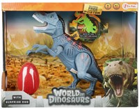 Dinosaurus speelfiguur met geluid en verrassingsei geel speelgoed